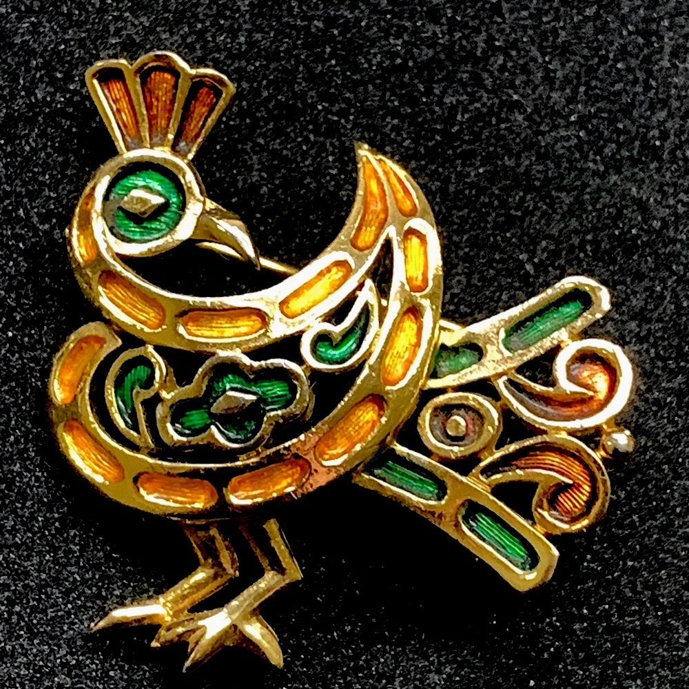 Vintage Crown TRIFARI Enamel Rooster Brooch RARE 1960’s